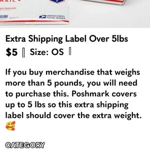 Extra shipping for packages over 5lbs